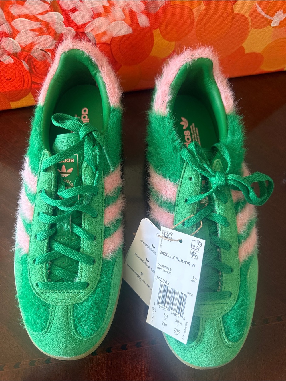 adidas Women's Gazelle Indoor Sneakers in Green & Pink